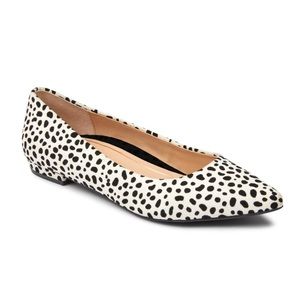 Vionic Lena Spot White & Black Suede Slip On Pointed Toe Flats